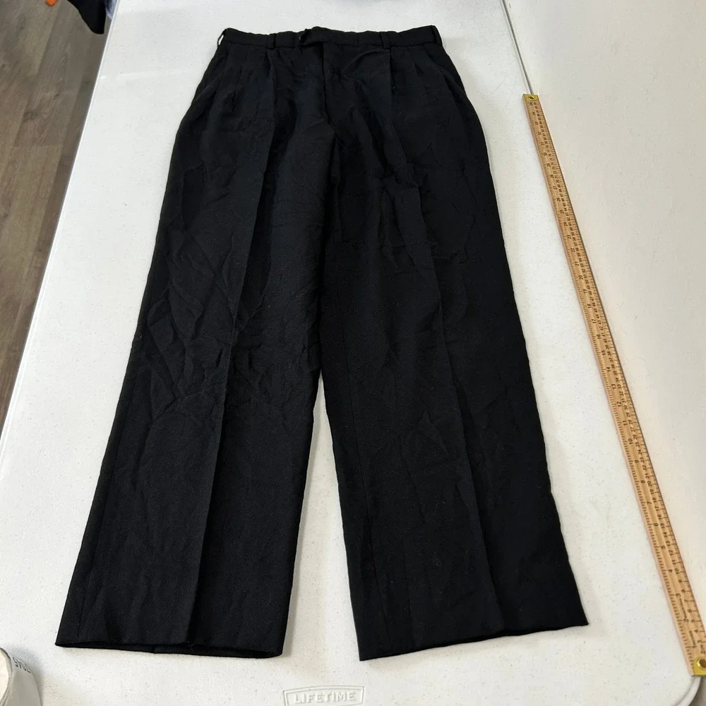 Cellini Linea Uomo Mens Black 3 Button Blazer Pleated Pants Suit Made in Romania